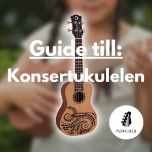 Guide till konsertukulelen, text och bild på träfärgad ukulele